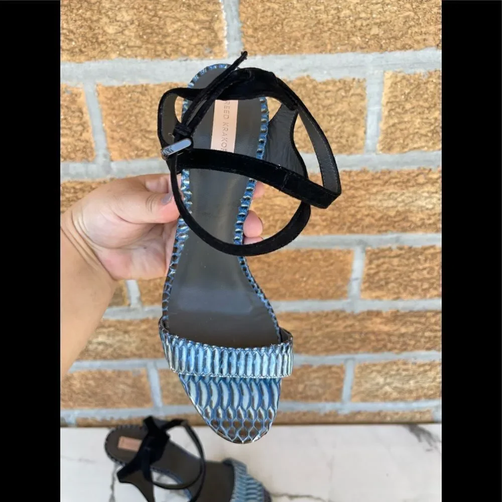 Reed Krakoff Snake and Suede Harness Sandal 391/2